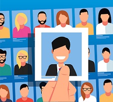 picking one person’s picture from a stack of pictures