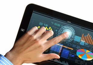 Modern computer technology in business illustration with wireless device