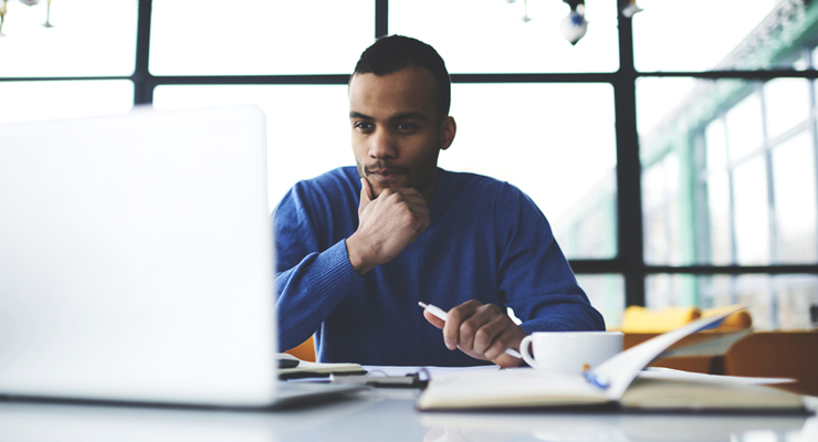 Man looking at computer
