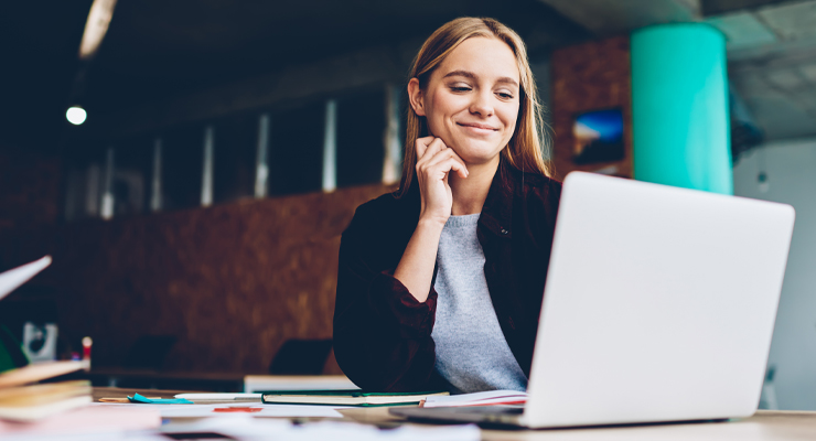 Woman working on computer