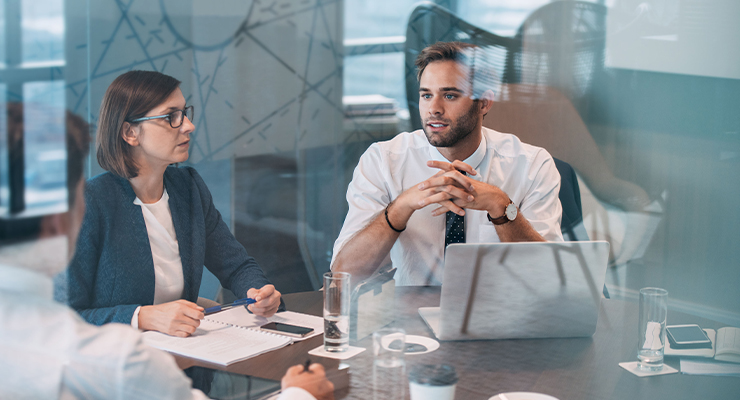 professionals in a board room